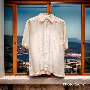 Cubavera SZ LG men’s shirt sleeve linen/rayon resort wear, Mediterranean vacay